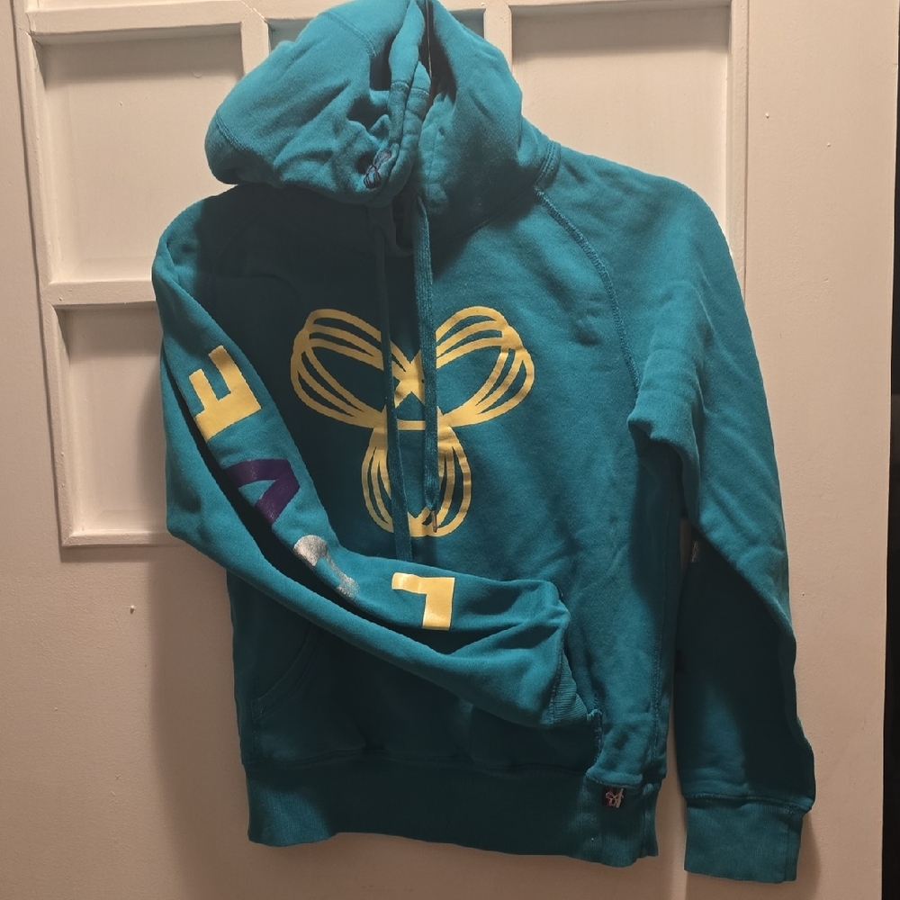 TNA Teal Hoodie with Yellow and White Graphics